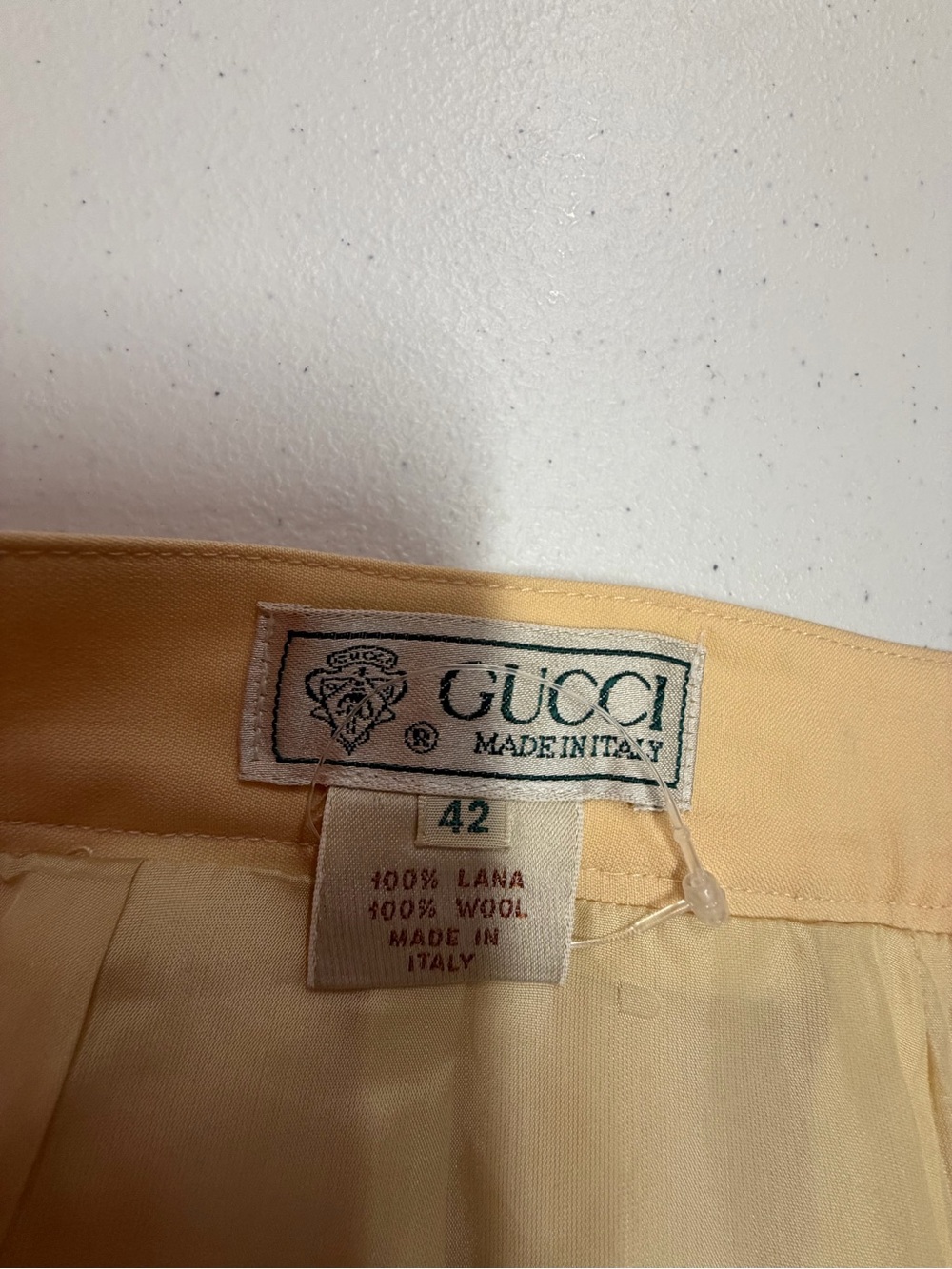Vintage Gucci 100% Wool Pencil Midi Skirt Beige IT 42 Made in Italy B330